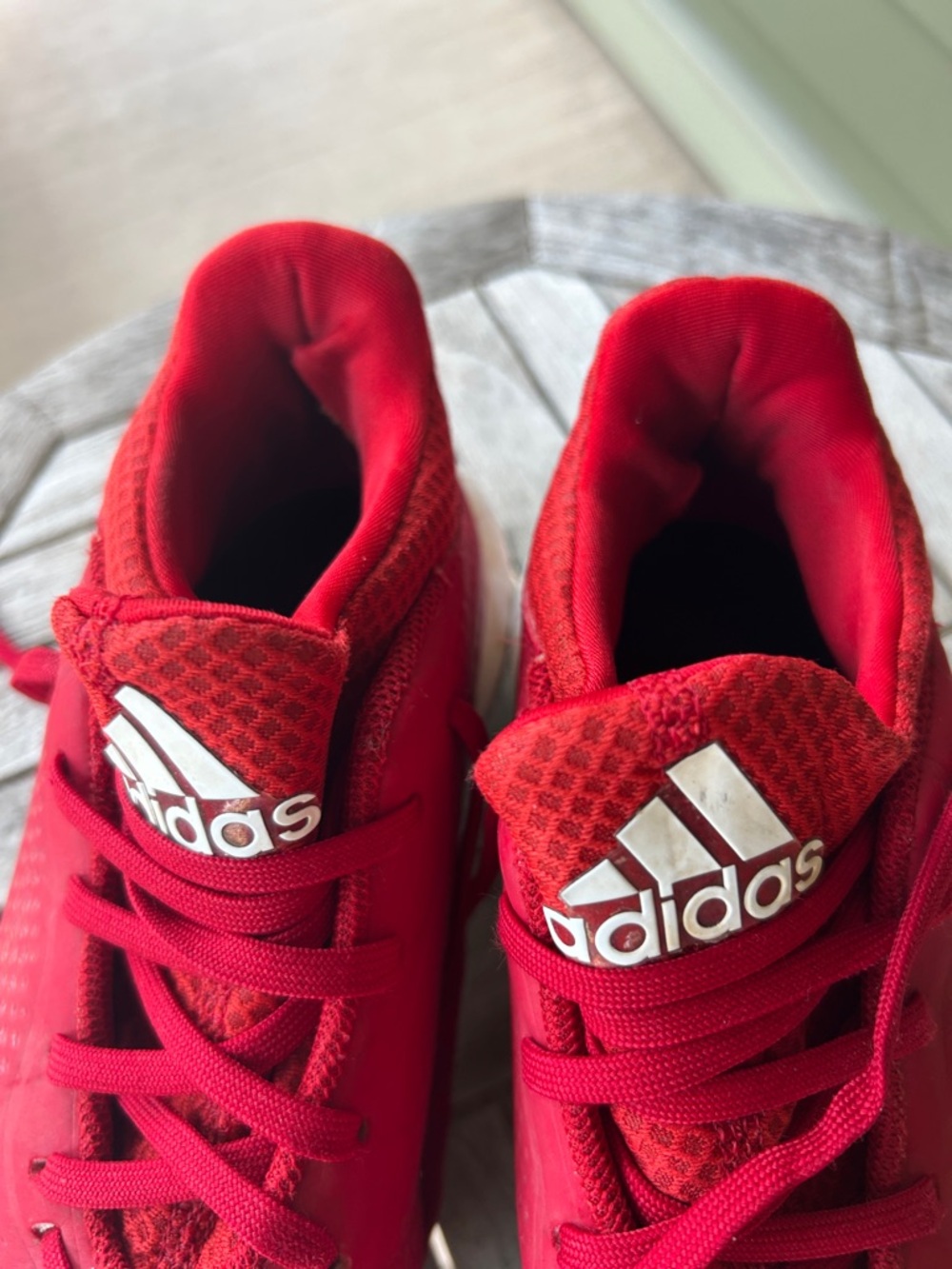 Adidas Red and White Athletic cleats size 8 women - Picture 6 of 6
